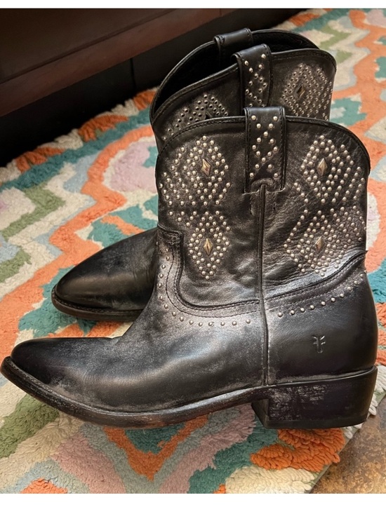 Frye Shoes - Frye Black Studded Western Ankle Boots Booties